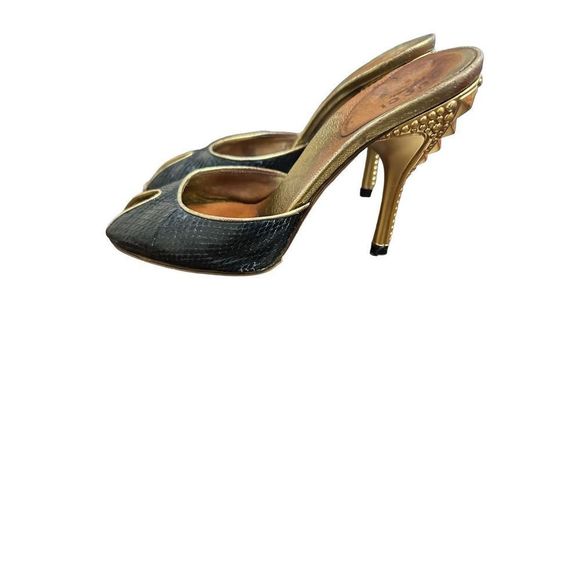 Gucci Tom Ford Leather Studded Mules Heels 341/2 C - Picture 9 of 10